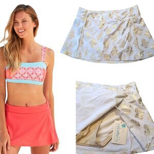 Full coverage swim built in bikini skirt skirt size S 50+upf sun